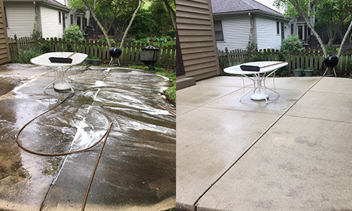 Power wash your patio! Power Wash Before and After photo